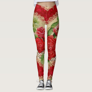 Romantisk blom- valentin dagdamasker leggings