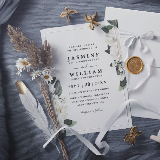 Romantisk blomaccent rustik elegant chic bröllop inbjudningar (Skapare uppladdad)