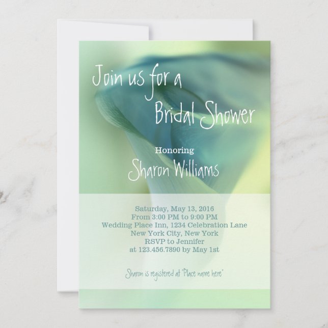 Romantisk blomma i blå tonåringar - Möhippa Inbjudningar (Framsida)