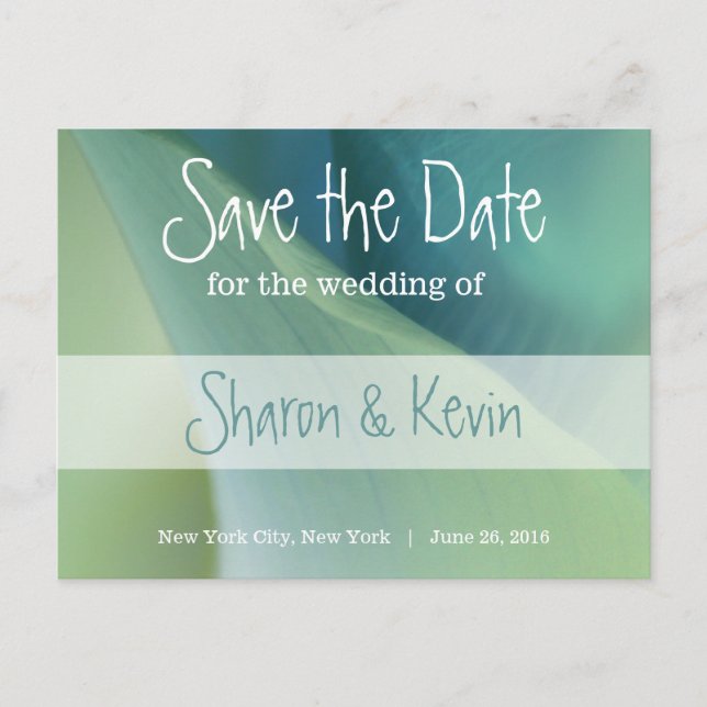 Romantisk blomma i blå tonåringar - Spara datum Meddelande Vykort (Framsida)