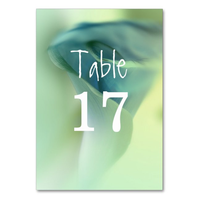 Romantisk blomma i Blue Tones Bröllop Bordsnummer (Framsidan)