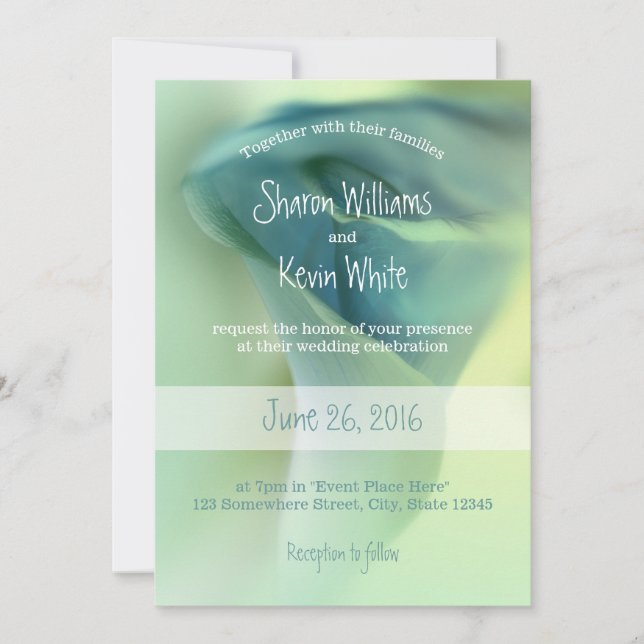 Romantisk blomma i Blue Tones Bröllop Inbjudningar (Framsida)