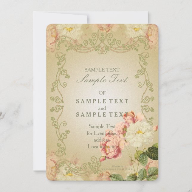 Romantisk blomma - Inbjudningskort (Framsida)