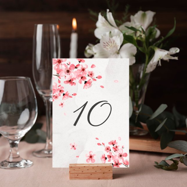Romantisk blommar för körsbär med rosa redigerbar  bordsnummer (Skapare uppladdad)