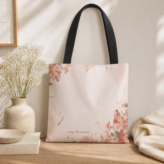 Romantisk blommig handväskor Rosa Rosa akvarell Tygkasse (Skapare uppladdad)