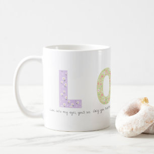 Romantisk blommig KÄRLEK Initial akrostisk design Kaffemugg