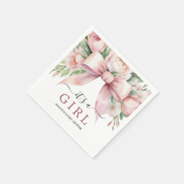 Romantisk Blommig Rosa Rosett Babyfirande Pappersservett