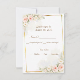 Romantisk Blommig RSVP-kort Dammig Rosé Peony Bota OSA Kort