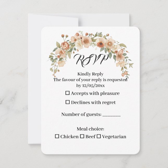 Romantisk Blommig Valvbåge Bröllop RSVP-kort OSA Kort (Framsida)