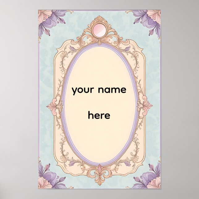 Romantisk blommig vanity-kant poster (Framsidan)