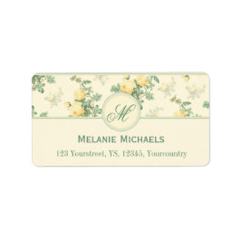 Romantisk blommigt adressetiketter gul ros