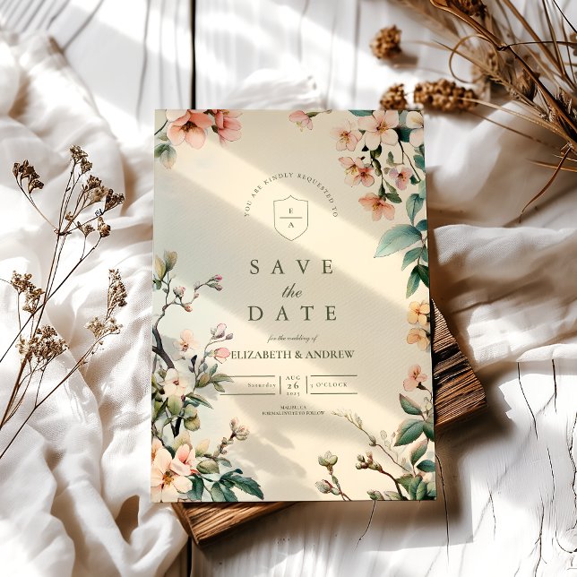 Romantisk Blommigt Art nouveau Bröllop Spara Datumet (Skapare uppladdad)