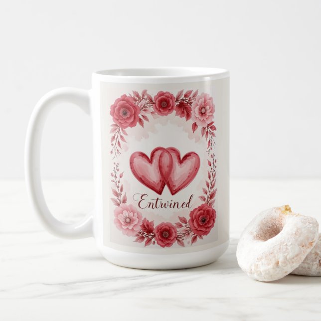 Romantisk Blommigt av entwated Hearts Art Kaffemugg (Med munk)