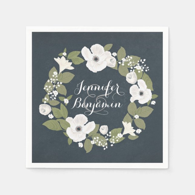 Romantisk blommigt av havandedräkt från bröllop pappersservett (Framsidan)