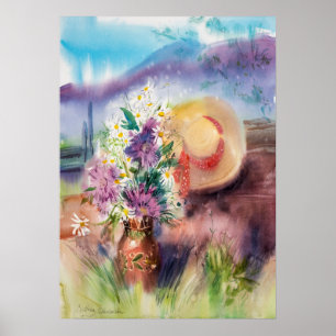 Romantisk Blommigt av vattenfärg Poster
