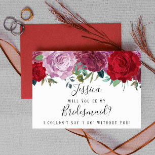 Romantisk Blommigt blir du min bridesmaid? Inbjudningar