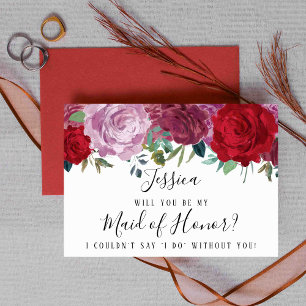 Romantisk Blommigt blir du min Maid of honor? Inbjudningar