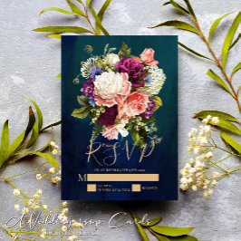 Romantisk Blommigt Bouquet Emerald Grönt Bröllop G OSA Kort