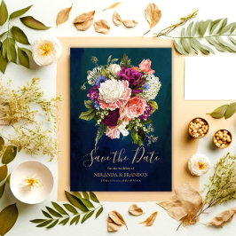 Romantisk Blommigt Bouquet Emerald Grönt Bröllop G Spara Datumet