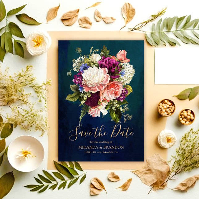 Romantisk Blommigt Bouquet Emerald Grönt Bröllop G Spara Datumet (Skapare uppladdad)