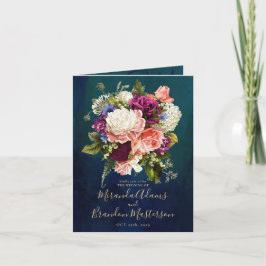 Romantisk Blommigt Bouquet Emerald Grönt Guld Bröl Inbjudan