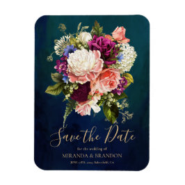 Romantisk Blommigt Bouquet Emerald Grönt Guld Bröl Magnet