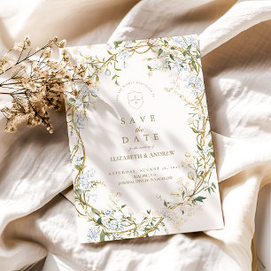 Romantisk Blommigt Bröllop Design med Monogram-Vap Spara Datumet