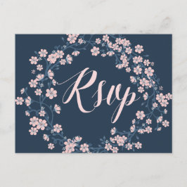 Romantisk Blommigt Bröllop OSA Postcard Rosa Utand Inbjudan Vykort