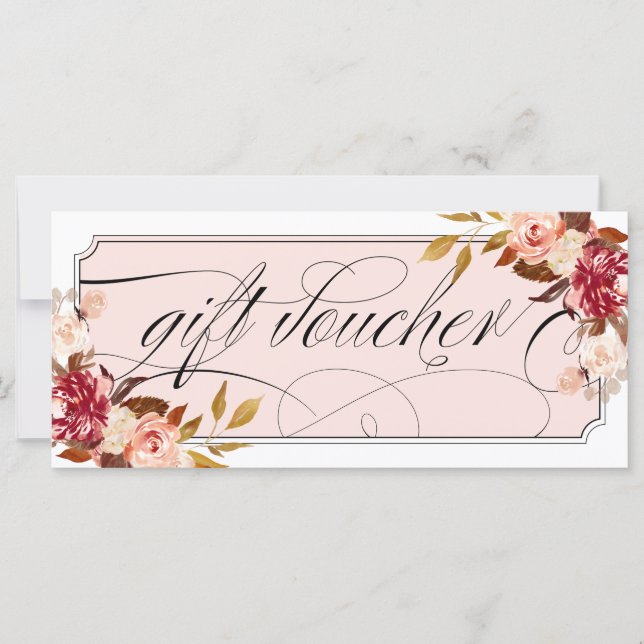 Romantisk Blommigt Burgundy Elegant Gift Vouchers (Framsida)