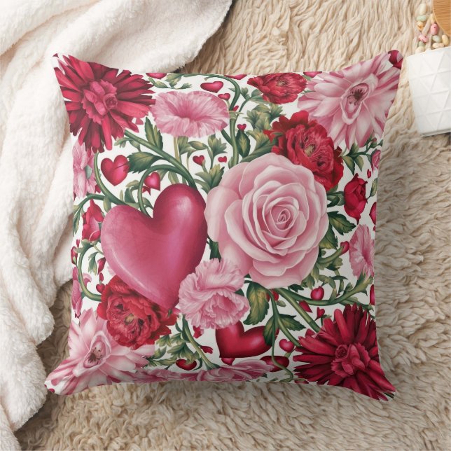 Romantisk Blommigt Dekorativ kudde Cover (Filt)