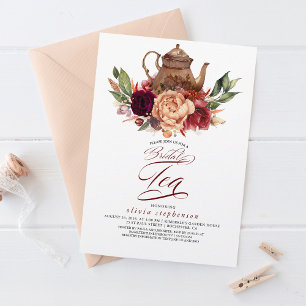 Romantisk Blommigt Earthy Fall Möhippa Tea Inbjudningar