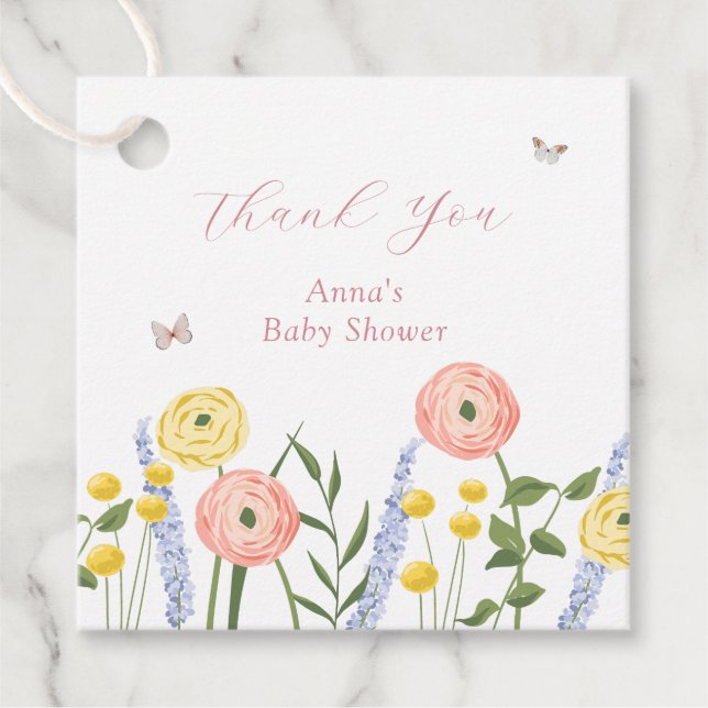 Romantisk Blommigt Elegance Baby Shower Gift-Märkr Gåvor Etiketter (Framsida)