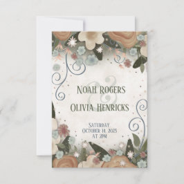Romantisk Blommigt Elegant Inspirief Bröllop OSA Kort