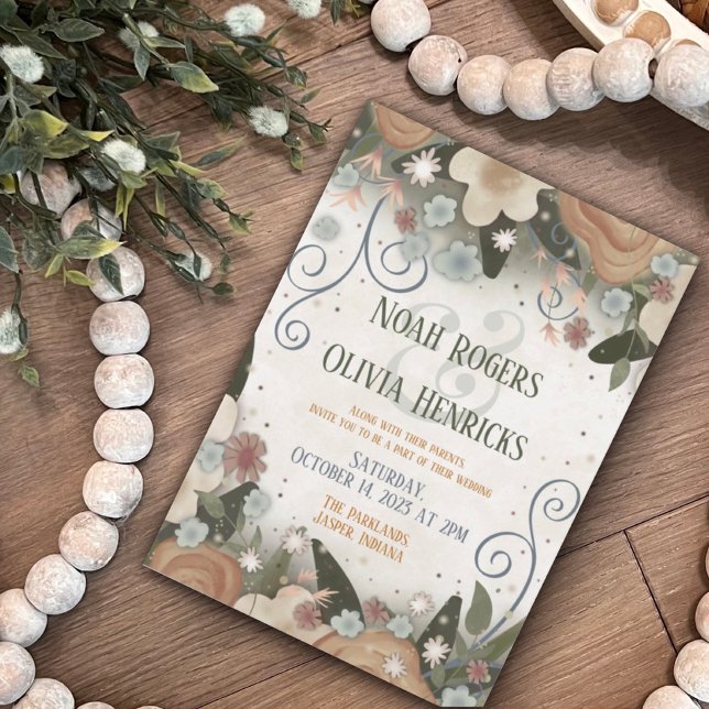 Romantisk Blommigt Elegant Modern Inspirief Bröllo Inbjudningar (Skapare uppladdad)