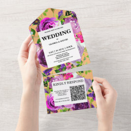 Romantisk Blommigt för Lila QR-kod