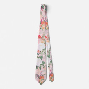 Romantisk Blommigt för Rosa - vattenfärgsmålning Slips