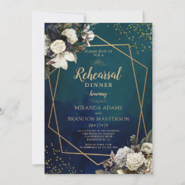 Romantisk Blommigt Guld, andningsomgång, middag Inbjudningar