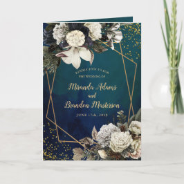 Romantisk Blommigt Guld Wandan Bröllop Inbjudan