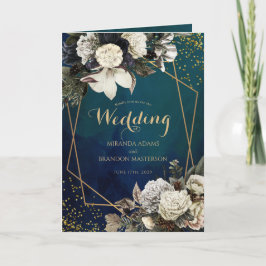 Romantisk Blommigt Guld Wandan Bröllop Inbjudan