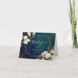 Romantisk Blommigt Guld Wandeine Bröllop - tackkor Tack Kort