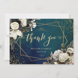 Romantisk Blommigt Guld Wandeine Bröllop - tackkor Tack Kort