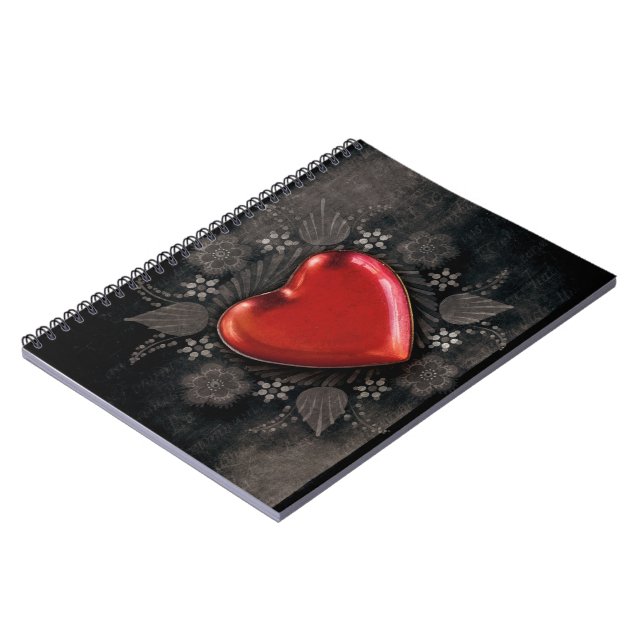 Romantisk Blommigt Heart Valentine Kärlek Anteckningsbok Med Spiral (Vänstra Sidan)