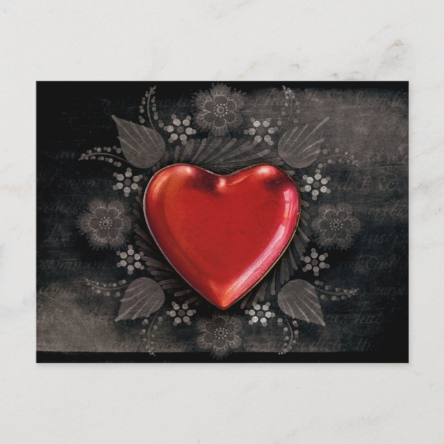 Romantisk Blommigt Heart Valentine Kärlek Helg Vykort (Framsida)