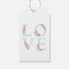 Romantisk Blommigt Kärlek i Bloom Typografi Presentetikett