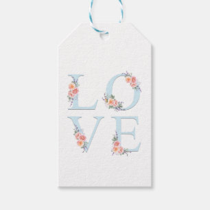 Romantisk Blommigt Kärlek i Bloom Typografi Presentetikett