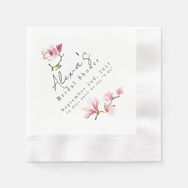 Romantisk Blommigt Magnolia Möhippa Napkin Pappersservett (Framsidan)