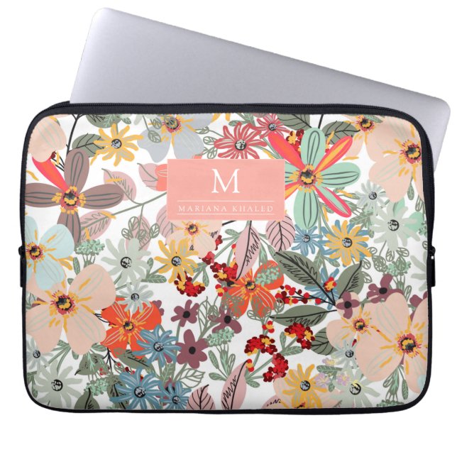Romantisk Blommigt mjuk Rosa Grönt persika Classic Laptop Fodral (Framsidan)