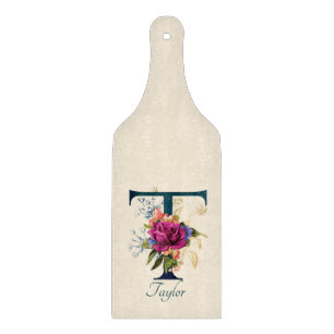Romantisk Blommigt Monogram Brev T