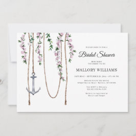 Romantisk Blommigt Nautical Anchor Möhippa Inbjudningar