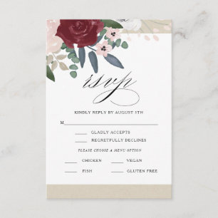 Romantisk Blommigt OSA med Menu Kort